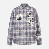 Concert Outfit Retro Cleanfit Patch Embroidered Plaid Shirt