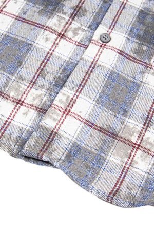 Concert Outfit Retro Cleanfit Patch Embroidered Plaid Shirt