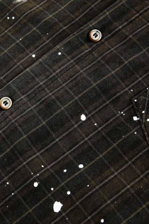 Concert Outfit Retro Cleanfit Plaid Shirt