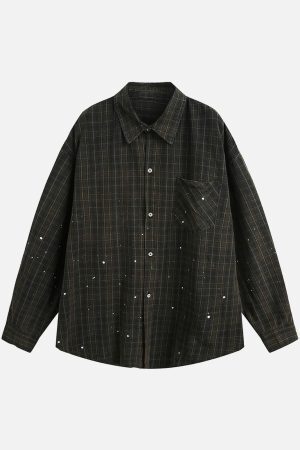 Concert Outfit Retro Cleanfit Plaid Shirt