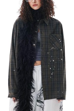 Concert Outfit Retro Cleanfit Plaid Shirt