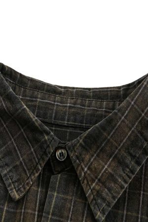 Concert Outfit Retro Cleanfit Plaid Shirt