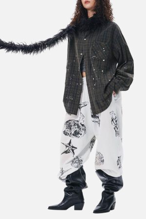 Concert Outfit Retro Cleanfit Plaid Shirt