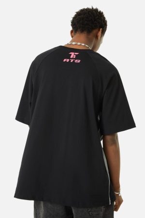 Concert Outfit Retro Color-Blocked Deconstructed Stitching Racing T-Shirt