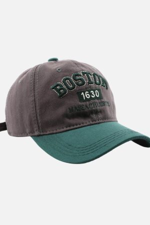 Concert Outfit Retro Colorblocked Monogrammed Embroidered Cap