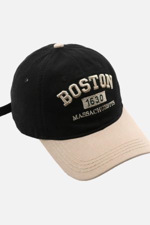 Concert Outfit Retro Colorblocked Monogrammed Embroidered Cap