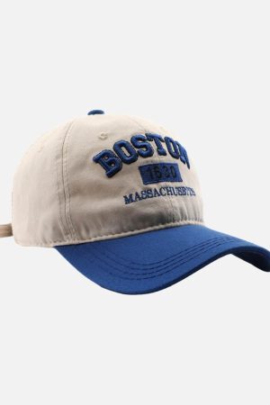 Concert Outfit Retro Colorblocked Monogrammed Embroidered Cap