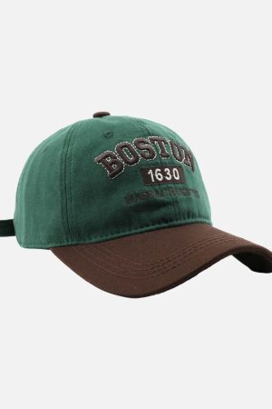 Concert Outfit Retro Colorblocked Monogrammed Embroidered Cap