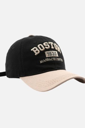 Concert Outfit Retro Colorblocked Monogrammed Embroidered Cap