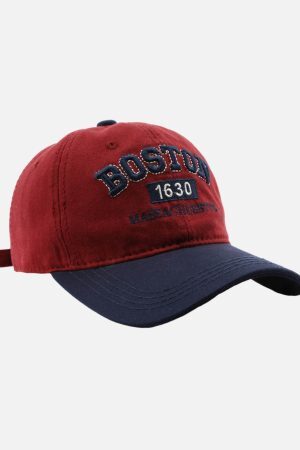 Concert Outfit Retro Colorblocked Monogrammed Embroidered Cap