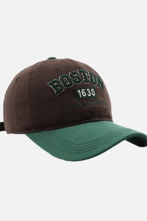 Concert Outfit Retro Colorblocked Monogrammed Embroidered Cap