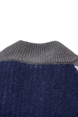 Concert Outfit Retro Contrast Color Cardigan Knitted Sweater