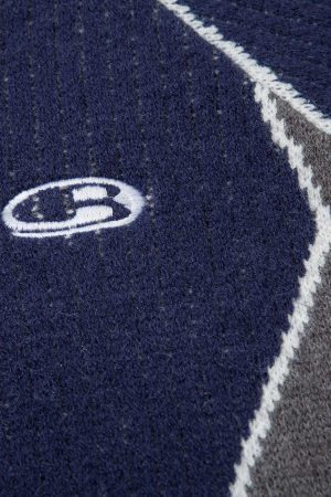 Concert Outfit Retro Contrast Color Cardigan Knitted Sweater