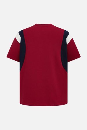 Concert Outfit Retro Contrast Color Stitching Embroidered Letter Jersey T-Shirt