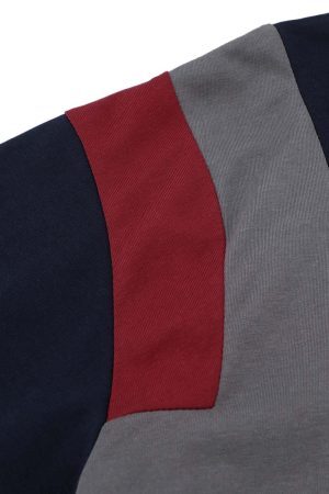 Concert Outfit Retro Contrast Color Stitching Embroidered Letter Jersey T-Shirt