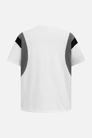 Concert Outfit Retro Contrast Color Stitching Embroidered Letter Jersey T-Shirt