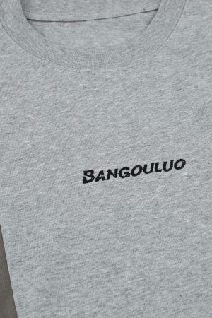 Concert Outfit Retro Contrast Color Stitching Embroidered Letter T-Shirt