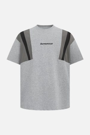 Concert Outfit Retro Contrast Color Stitching Embroidered Letter T-Shirt