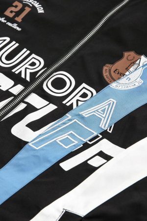 Concert Outfit Retro Contrast Color Stitching Jersey Jacket