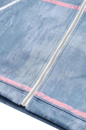 Concert Outfit Retro Contrast Suede Track Jacket