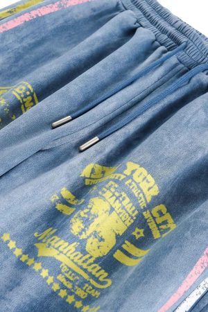 Concert Outfit Retro Contrast Suede Track Pants