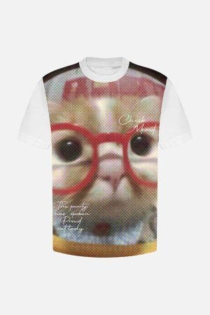 Concert Outfit Retro Cute Cat Print T-Shirt