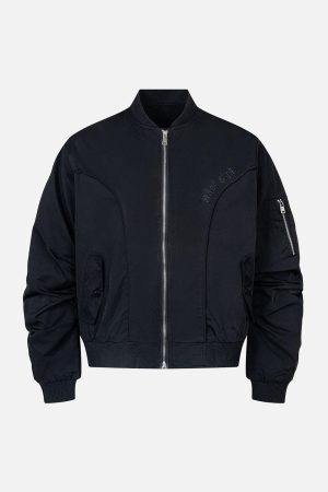 Concert Outfit Retro Deconstructed Bomber Jacket