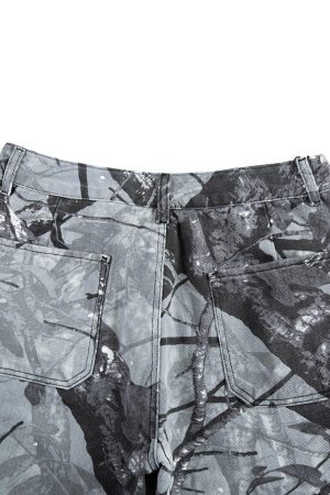 Concert Outfit Retro Distressed Camouflage Workwear Hip-Hop Shorts
