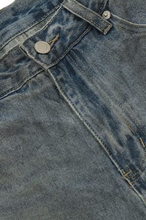 Concert Outfit Retro Distressed Faux Two-Piece Ripped Jeans