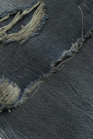 Concert Outfit Retro Distressed Faux Two-Piece Ripped Jeans