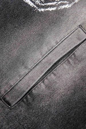 Concert Outfit Retro Distressed Washed Denim Hoodie