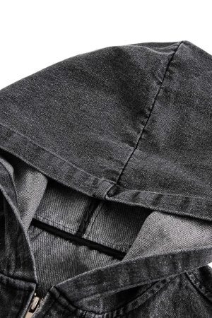 Concert Outfit Retro Distressed Washed Denim Hoodie