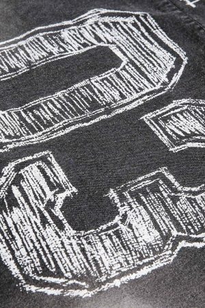 Concert Outfit Retro Distressed Washed Denim Hoodie