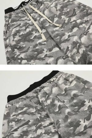 Concert Outfit Retro Fake Two-Piece Camouflage Pants