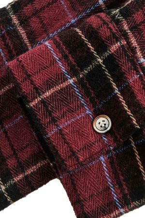 Concert Outfit Retro Faux Two-Piece Plaid Shirt