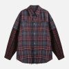 Concert Outfit Retro Faux Two-Piece Plaid Shirt