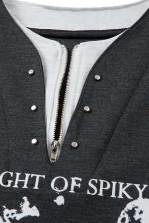 Concert Outfit Retro Faux Two-Piece Print T-Shirt