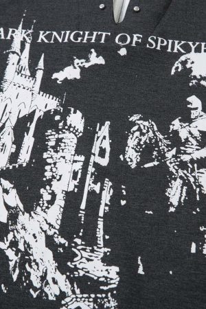 Concert Outfit Retro Faux Two-Piece Print T-Shirt