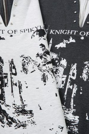 Concert Outfit Retro Faux Two-Piece Print T-Shirt