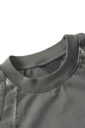 Concert Outfit Retro Functional Patchwork Dirty Dyed T-Shirt