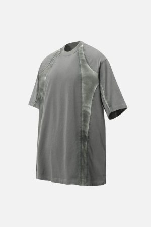 Concert Outfit Retro Functional Patchwork Dirty Dyed T-Shirt