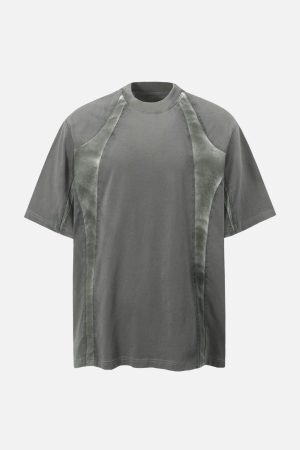 Concert Outfit Retro Functional Patchwork Dirty Dyed T-Shirt