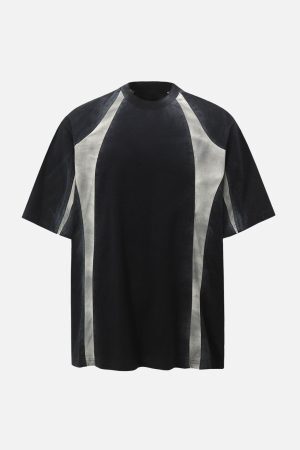 Concert Outfit Retro Functional Patchwork Dirty Dyed T-Shirt