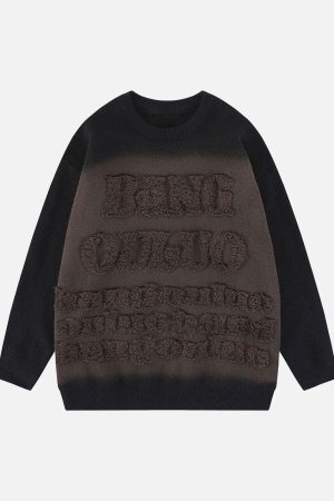 Concert Outfit Retro Gradient Crewneck Sweater