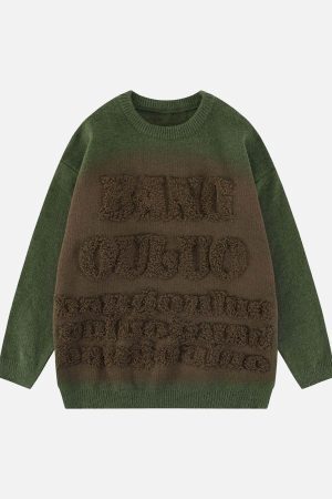 Concert Outfit Retro Gradient Crewneck Sweater