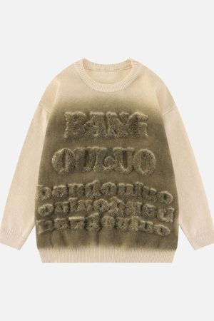 Concert Outfit Retro Gradient Crewneck Sweater