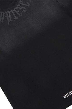 Concert Outfit Retro Gradient Letter Printed Washed Oversize T-Shirt