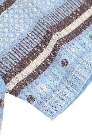 Concert Outfit Retro Gradient Striped Hollow POLO Shirt