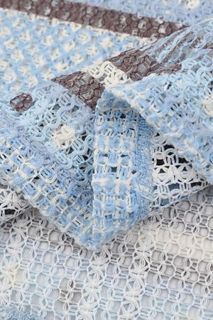 Concert Outfit Retro Gradient Striped Hollow POLO Shirt