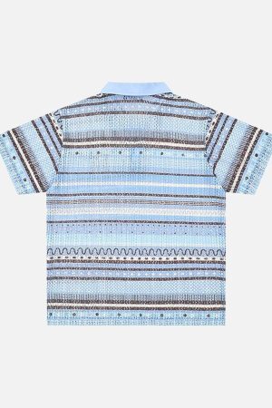 Concert Outfit Retro Gradient Striped Hollow POLO Shirt